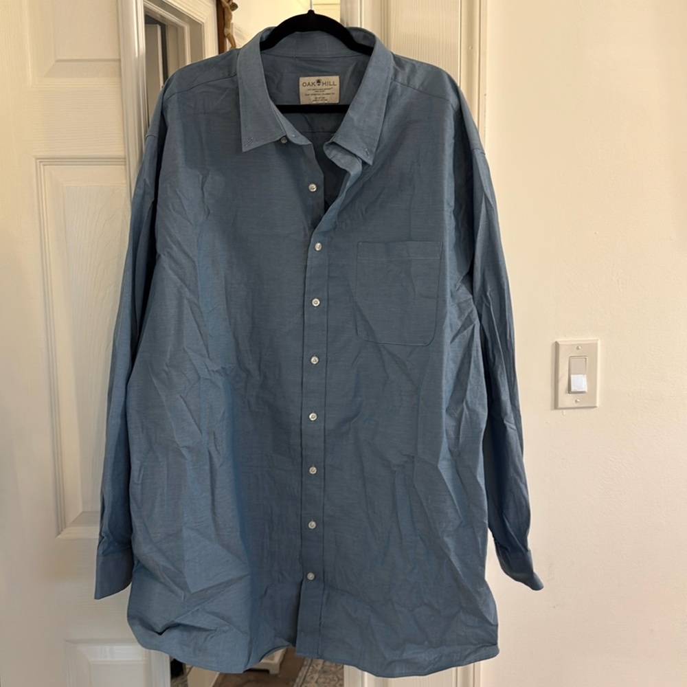 Men’s Blue Button Up Dress Shirt Suit Big and Tall DXL
